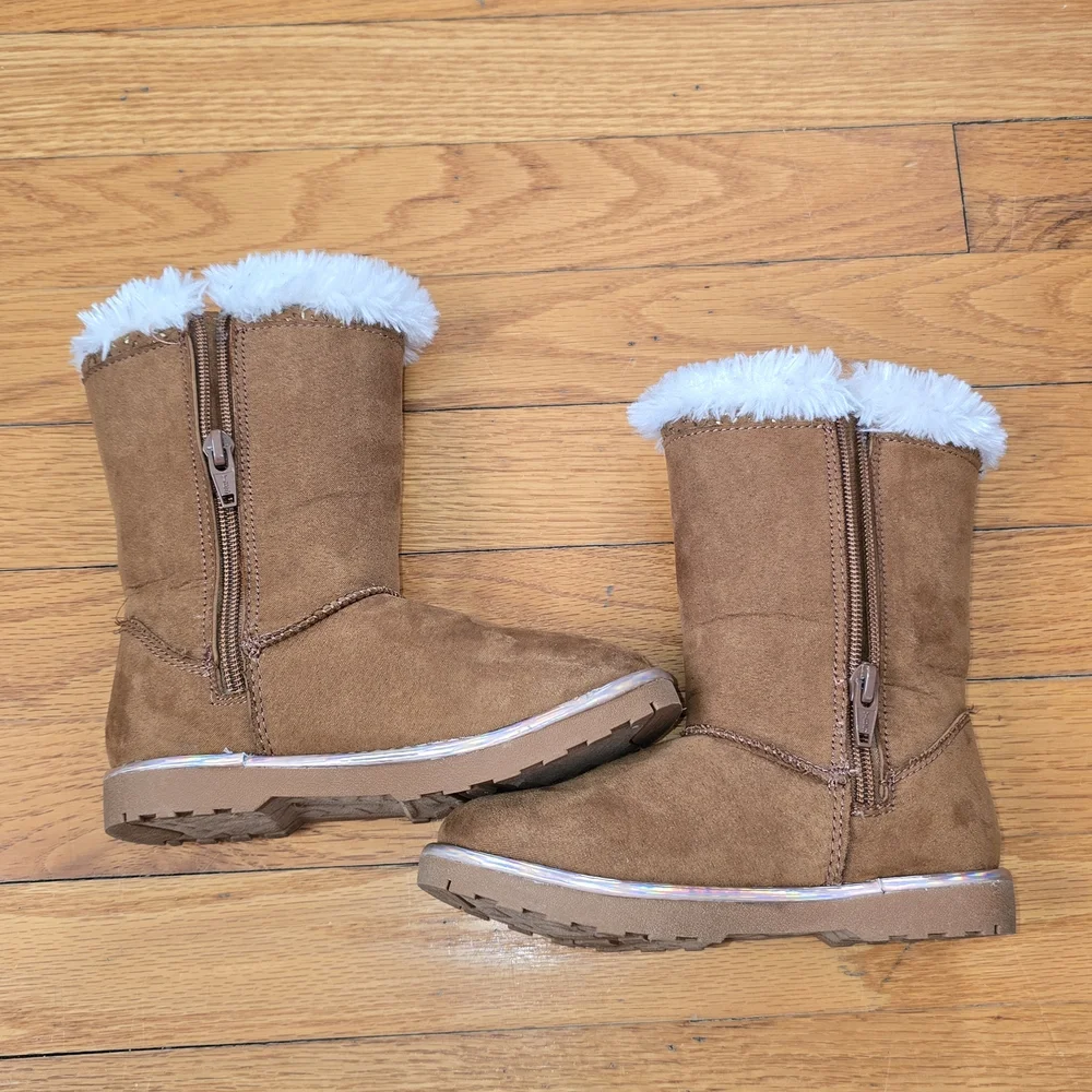 Magellan Outdoors Brown Kids Snow Boots with White Fur